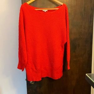 Lucky brand red orange boatneck sweater